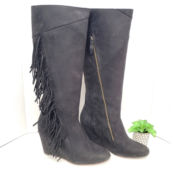 KOOLABURRA by UGG Paradis Fringe Black Suede Tall Riding Boots Size 9 - Picture 5 of 11